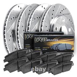 Hart Brakes Front Rear Brake Rotors Silver Drill Slot+Ceramic Pads PHCC. 63187.02