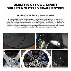 PowerSport Front Rear Black Drill/Slot Brake Rotors +Semi Met Pads BBCC. 10005.03