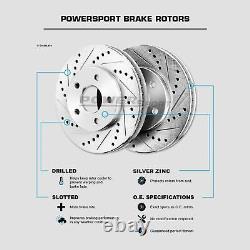 PowerSport Front Rear Silver Drill/Slot Brake Rotors+Semi Met Pads BLCC. 40112.03