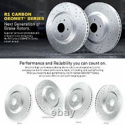R1 Concepts Carbon Rear Brake Rotors Drilled+Ceramic Pads+Hardware 1PX. 03049.42