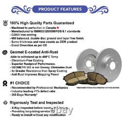 (Rear Brake Kit)Geomet E-Coated AntiRust 2 Brake Rotors 4 Ceramic Brake Pads