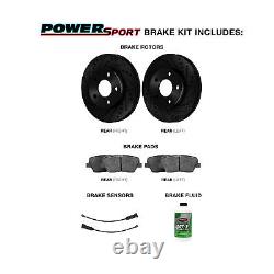 Rear Brake Rotors Drill Slot Black+Heavy Duty Brake Pads+Sensor BBC1.35128.64