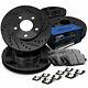 Rear Brake Rotors Drill Slot Black + Semi Met Pads And Hardware Kit 1bc. 27042.43