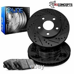 Rear Brake Rotors Drill Slot Black with Super Duty Pads and Hardware Kit R019