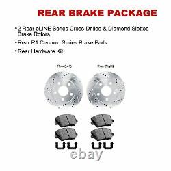 Rear Brake Rotors Drill Slot& Ceramic Pads & Hardware Kit For 2004-2009 Audi S4