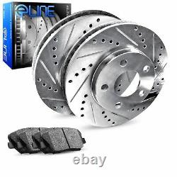 Rear Brake Rotors Drill Slot Silver with Super Duty Pads and Hardware Kit R275