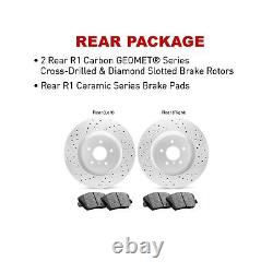 Rear Carbon Brake Rotors Drill Slot Ceramic Pads & Sensor For 2004-2010 BMW X3
