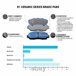 Rear Carbon Brake Rotors DrilledCeramic Pads Hardware Kit For 2006-2007 Impreza