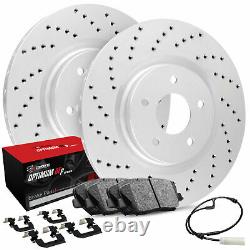 Rear Carbon Brake Rotors Drilled + OEp Pads, Hardware, and Sensor 1PX. 31011.57