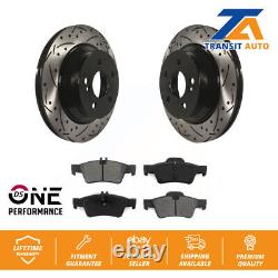 Rear Drilled Slot Brake Rotors Semi-Metallic Pad Kit For Mercedes-Benz E350 E320