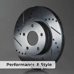 Rear Drilled Slotted Rotors + Pads for Toyota Corolla Matrix Prius Pontiac Vibe