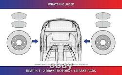 (Rear Kit)2 Black Zinc Coated Cross Drilled Brake Rotors & 4 Semi-Met Brake Pad
