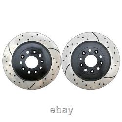 Rear Kit Premium Drilled and Slotted Disc Brake Rotors With Ceramic Brake Pads