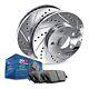 Rear Pbr Axxis Silver Drill/slot Brake Rotors + Deluxe Advanced Ceramic Pads
