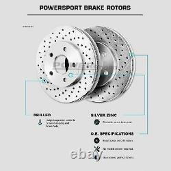 Rear PowerSport Silver Cross-Drilled Brake Rotors + Ceramic Pads A12644