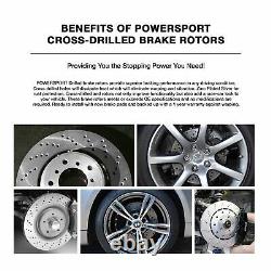 Rear PowerSport Silver Cross-Drilled Brake Rotors + Ceramic Pads A12644