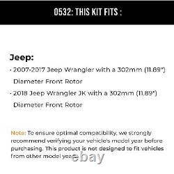 Disques de frein avant et arrière + plaquettes en céramique pour Jeep Wrangler 2007-2015 2016 2017