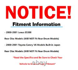 Disques de frein avant et arrière + plaquettes en céramique pour Lexus ES300 Camry V6 Japon 2000 2001