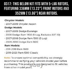 Disques de frein percés avant et arrière + plaquettes pour Dodge Ram 1500 5 Lug de 2006 à 2018